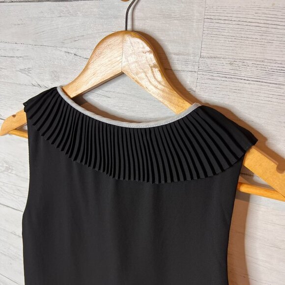 Zara Blouse Womens Size XS Black and White Peter Pan Pleated Collar Sleeveless - Picture 13 of 14
